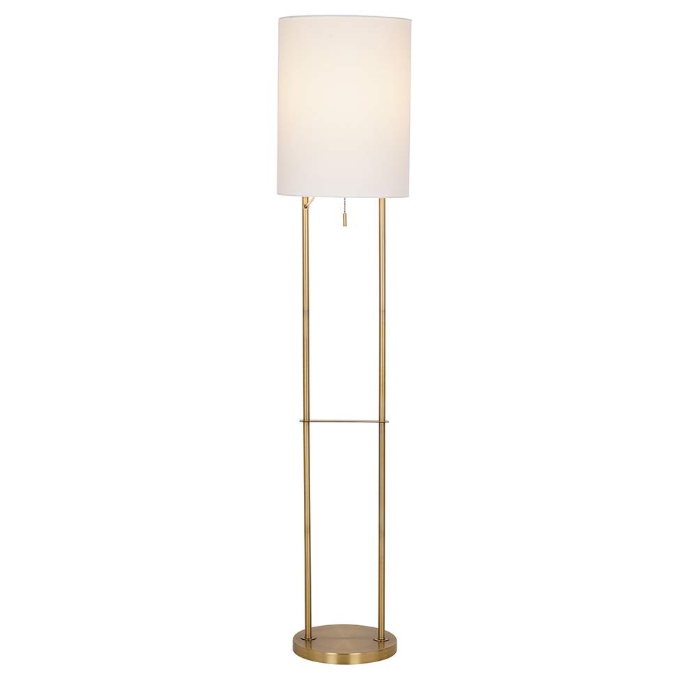 Amazon Brand – Rivet Modern Metal Floor Lamp with Bulb, 59"H, Antique Brass