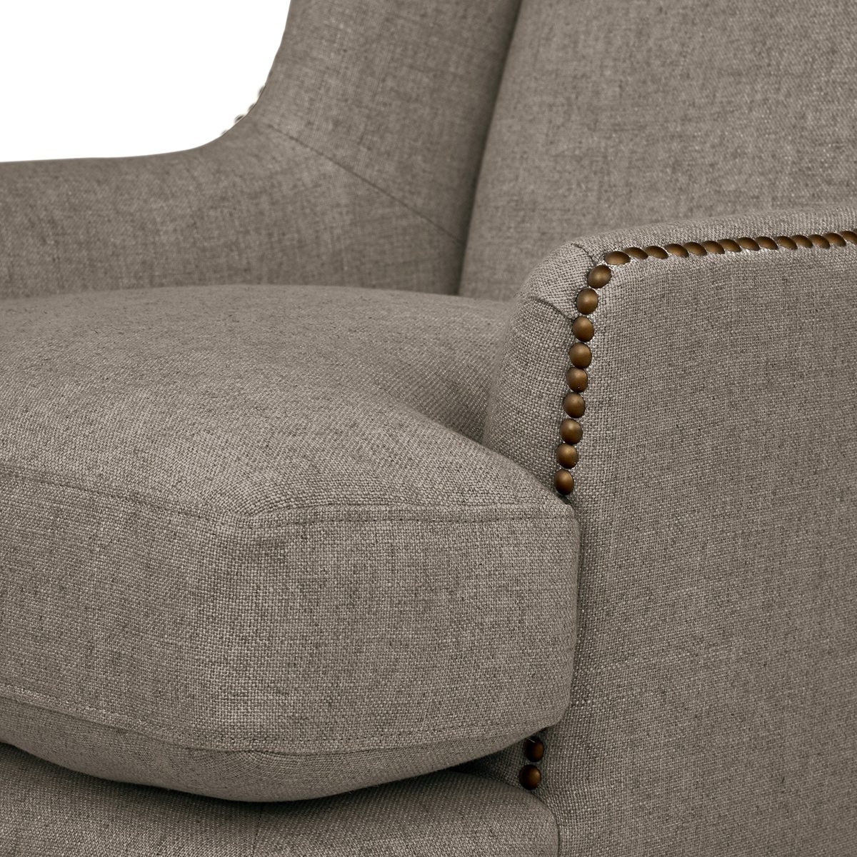 Amazon Brand – Stone & Beam Hillsboro Modern Wingback Living Room Accent Chair With Nailhead Trim, 29"W, Beige