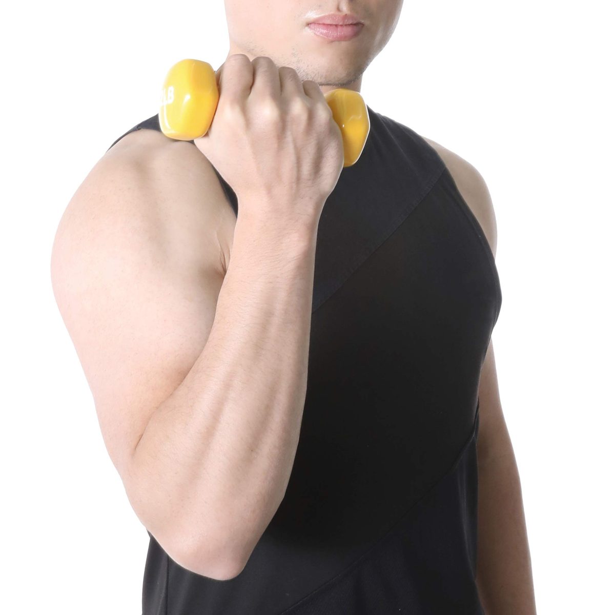 AmazonBasics Vinyl 2 Pound (0,9 kg) Dumbbells - Set of 2, Yellow