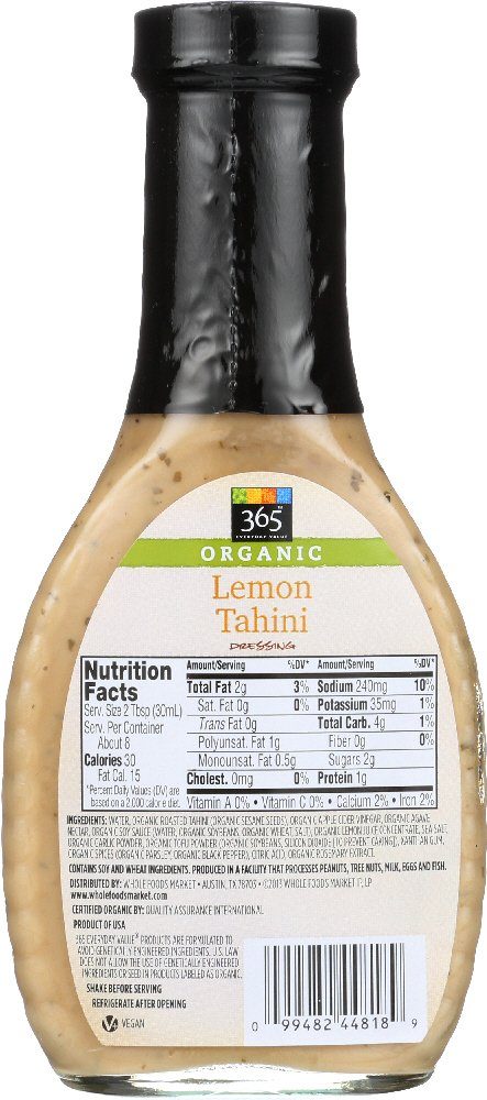 365 EVERYDAY VALUE Organic Lemon Tahini Dressing, 8 FZ