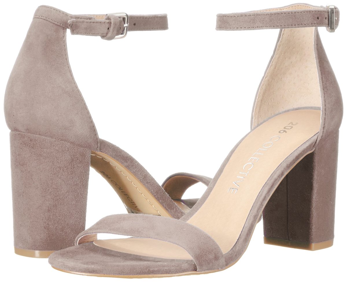 206 Collective Amazon Brand Women's Loyal Block Heel Dress Sandal-High Heeled, Blush Suede, 6.5 B US