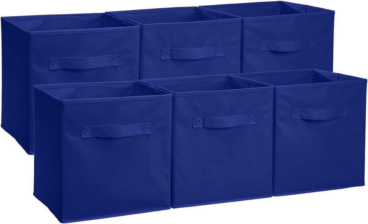 (Renewed) AmazonBasics Foldable Storage Cubes - 6-Pack, Navy