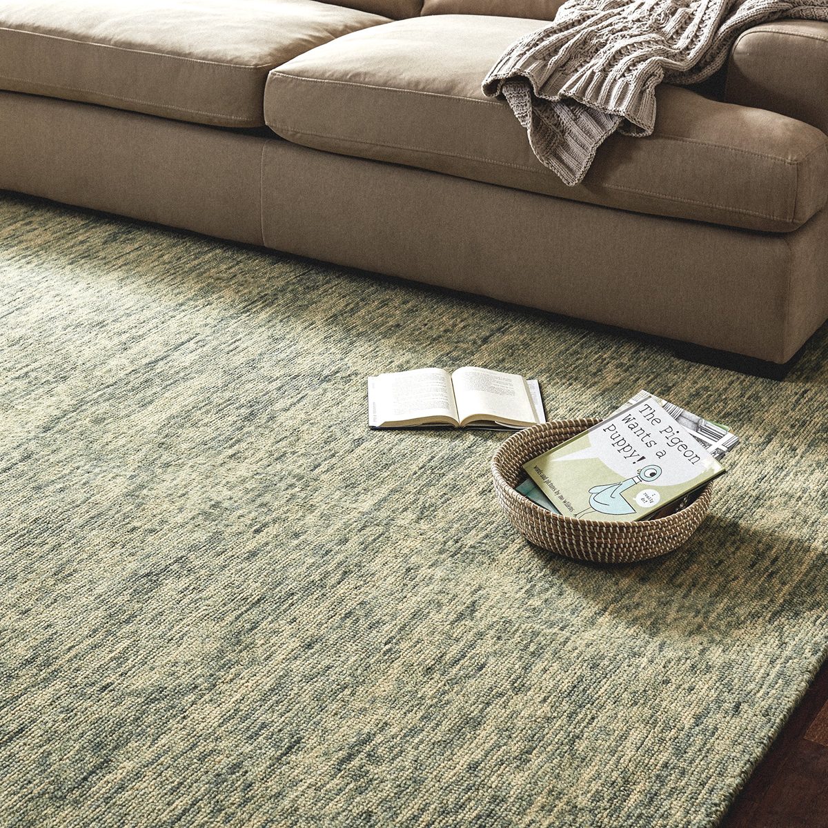 Stone & Beam Contemporary Speckle Wool Runner Rug, 2' 3" x 7' 6", Seafoam