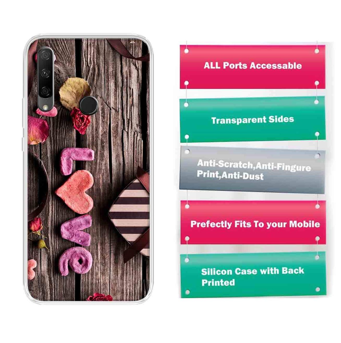 Amazon Brand - Solimo Designer Multicolor Love Wooden Design Printed Soft Back Case Mobile Cover for Huawei Honor 9X