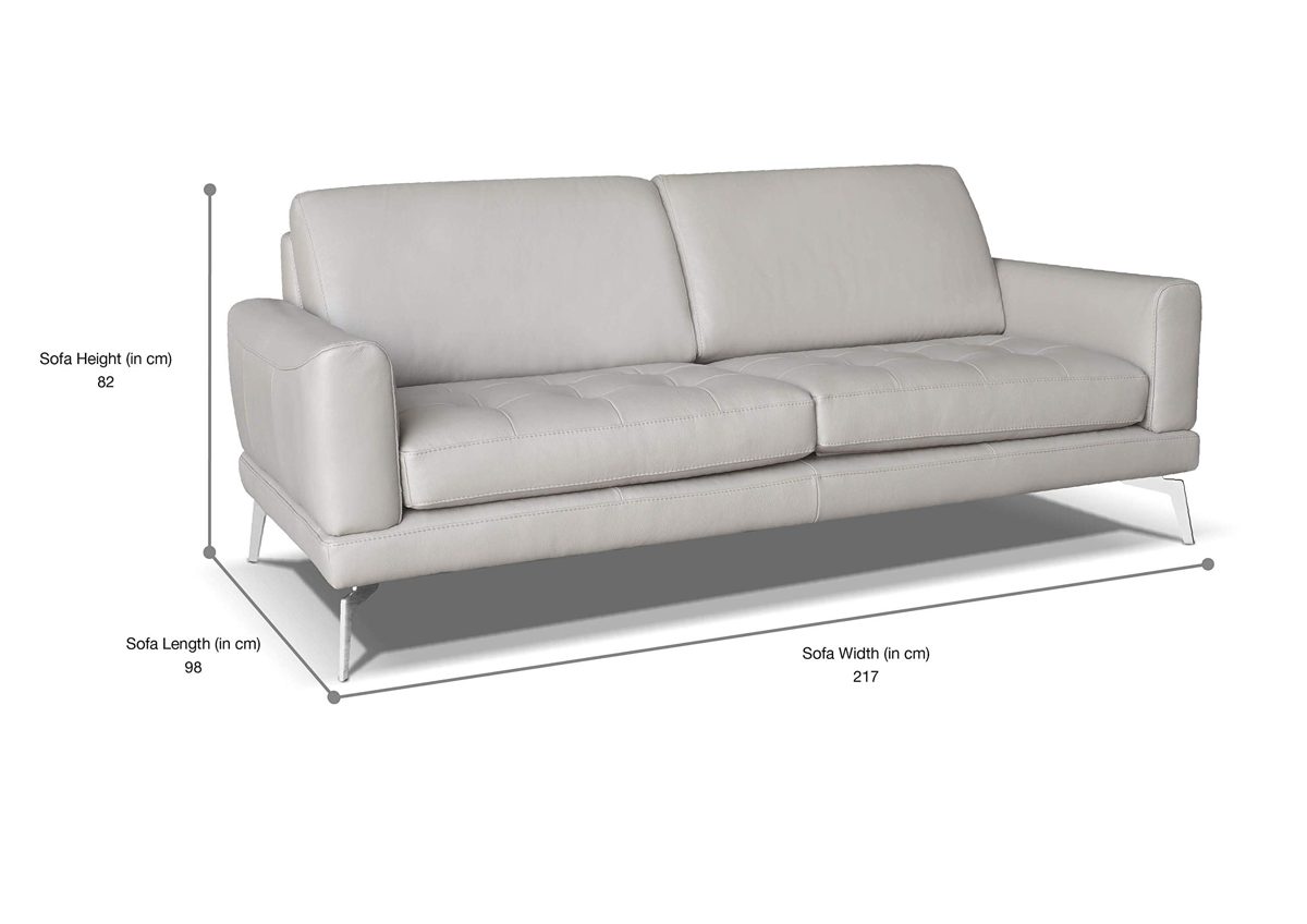 Amazon Brand - Alkove Modena Hand-Crafted Leather Sofa, 3 Seater Plus, 100 x 217 x 82cm, Mineral