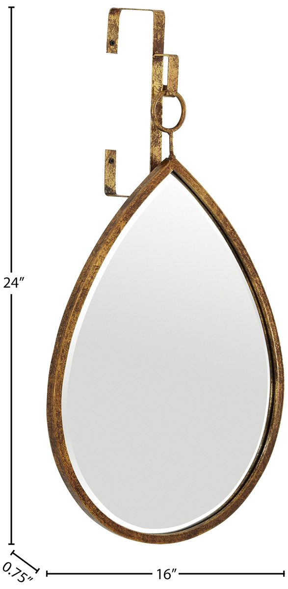 Amazon Brand – Rivet Rain Drop Oval Hanging Wall Mirror, 24 Inch Height, Weathered Finish