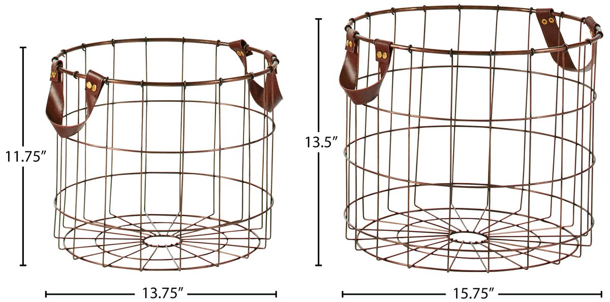 Stone & Beam Modern Metal Metal Baskets, Pack of 2, Brown