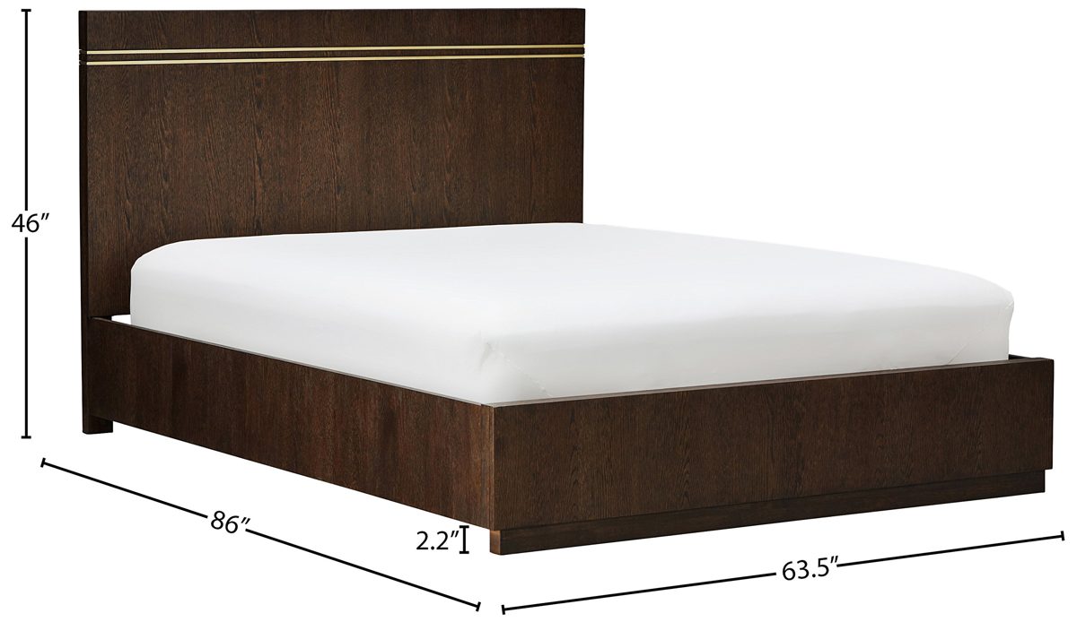 Amazon Brand – Rivet West, Mid-Century, Oak Platform Bed With Inlays, Queen (86"L), Dark Oak Finish