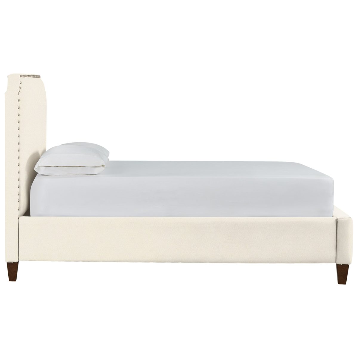 Amazon Brand – Stone & Beam Tisbury Nailhead Trim Queen Bed, 66"W, Classic Cream