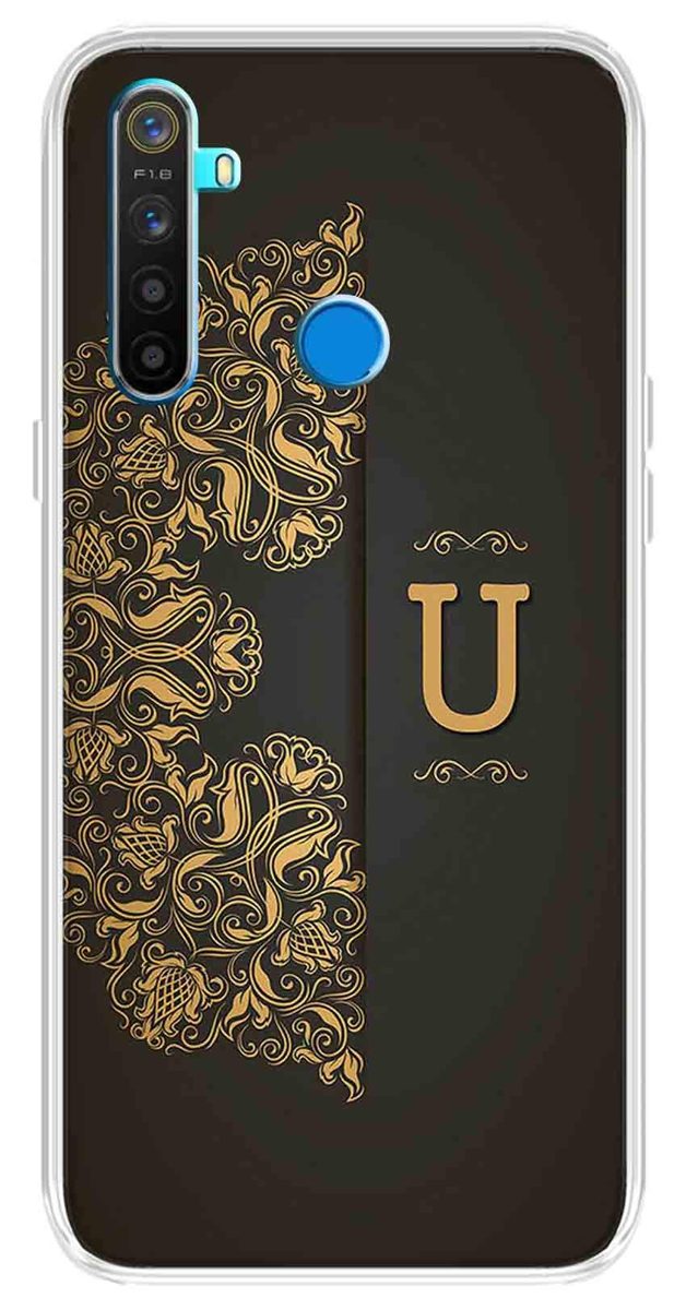 Amazon Brand - Solimo Designer Multicolor Black Pattern Alphabet-U Printed Soft Back Case Mobile Cover for Realme 5 / Realme 5s / Realme 5i / Narzo 10