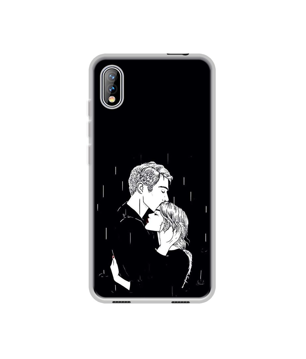 Amazon Brand - Solimo Designer Couples Standing in Rain UV Printed Soft Back Case Mobile Cover for I Kall K5