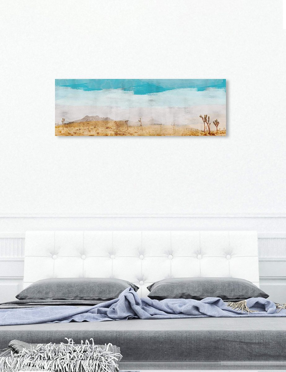 Amazon Brand – Stone & Beam Contemporary Turquoise and Tan Desert Scene on Canvas Wall Art, 60" x 20"