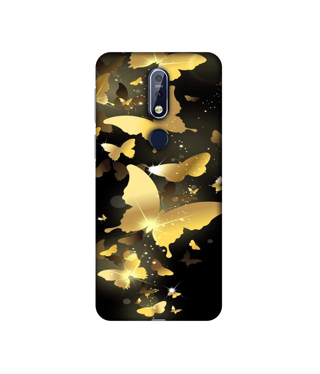 Amazon Brand - Solimo Designer Golden Butterfly Pattern 3D Printed Hard Back Case Mobile Cover for Nokia 7.1