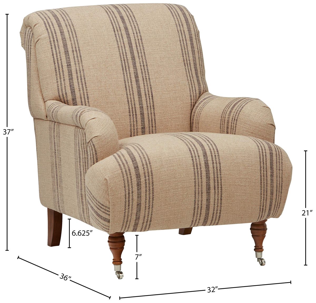 Amazon Brand – Stone & Beam Aubree Farmhouse Accent Chair, 32"W, Striped Grey Linen