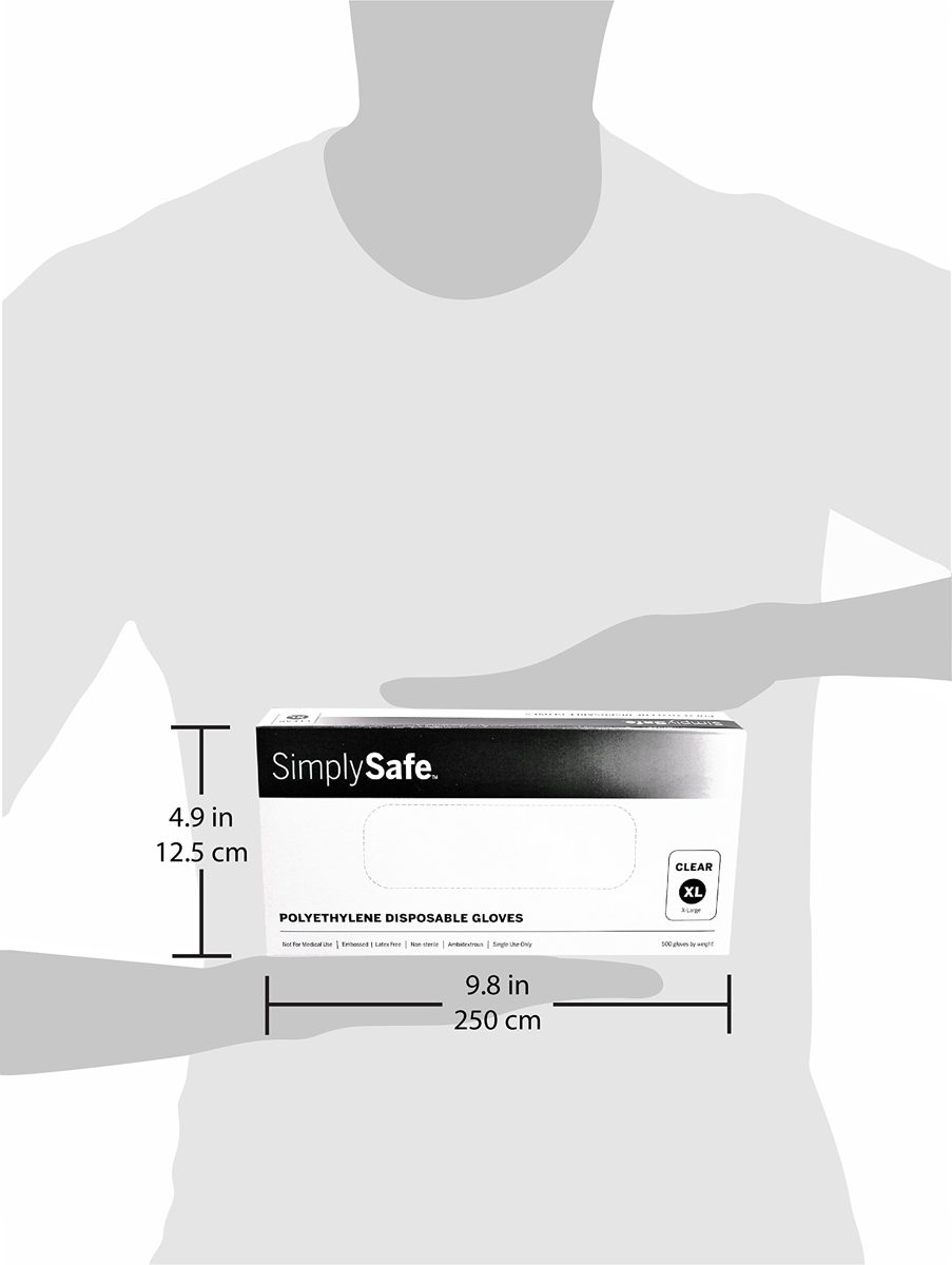 Simply Safe Poly Food Service Disposable Gloves, Translucent, 500 per box/20 Boxes per case, Extra Large