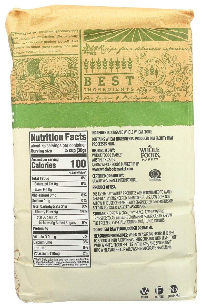 365 EVERYDAY VALUE Organic 100% Whole Wheat Flour, 80 OZ