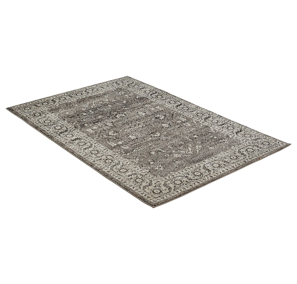Stone & Beam Mid-Century Modern Blooming Medallion Rug, 4' x 6', Dark Grey