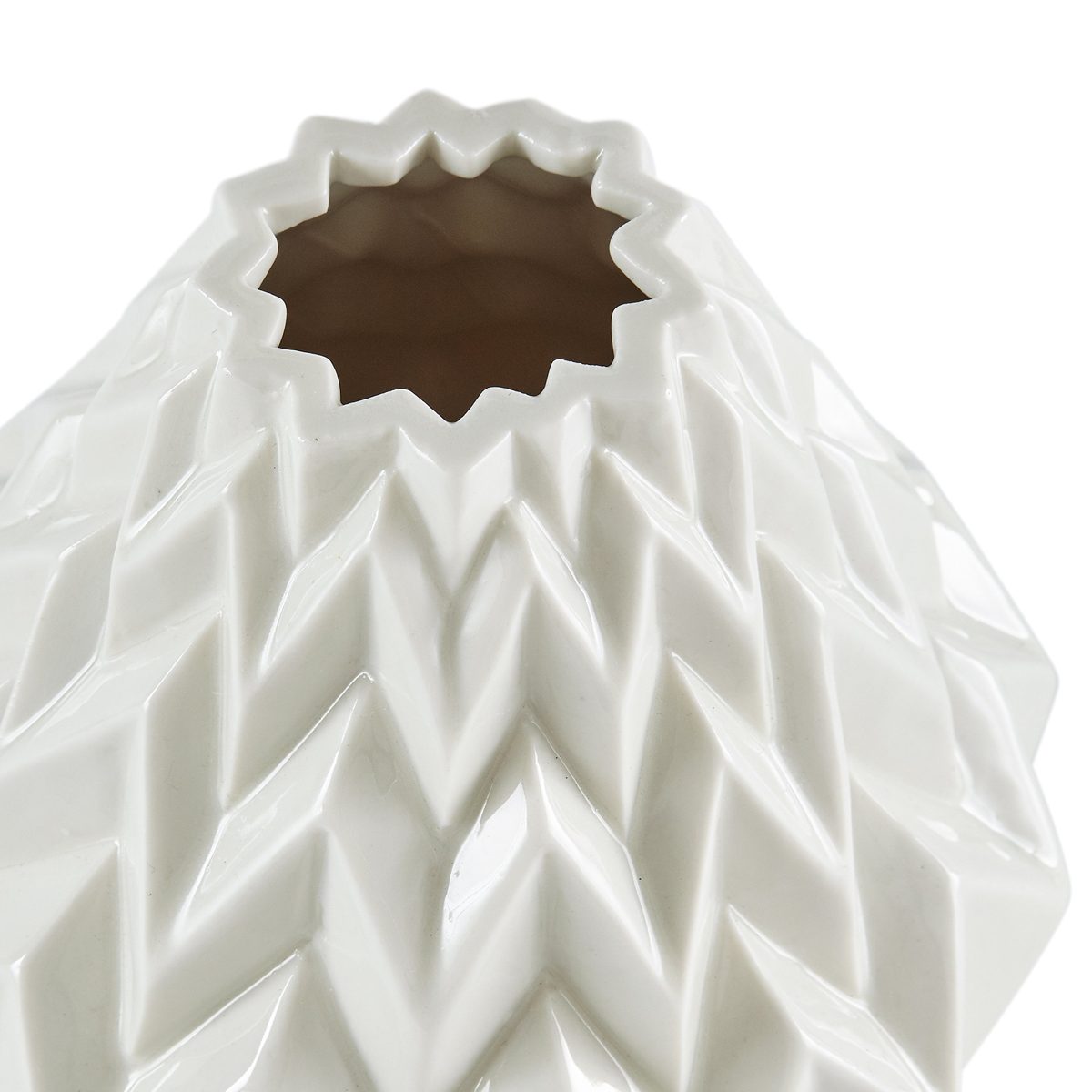 Amazon Brand – Rivet Modern Geometric Stoneware Home Decor Flower Vase - 6.9 Inch, White