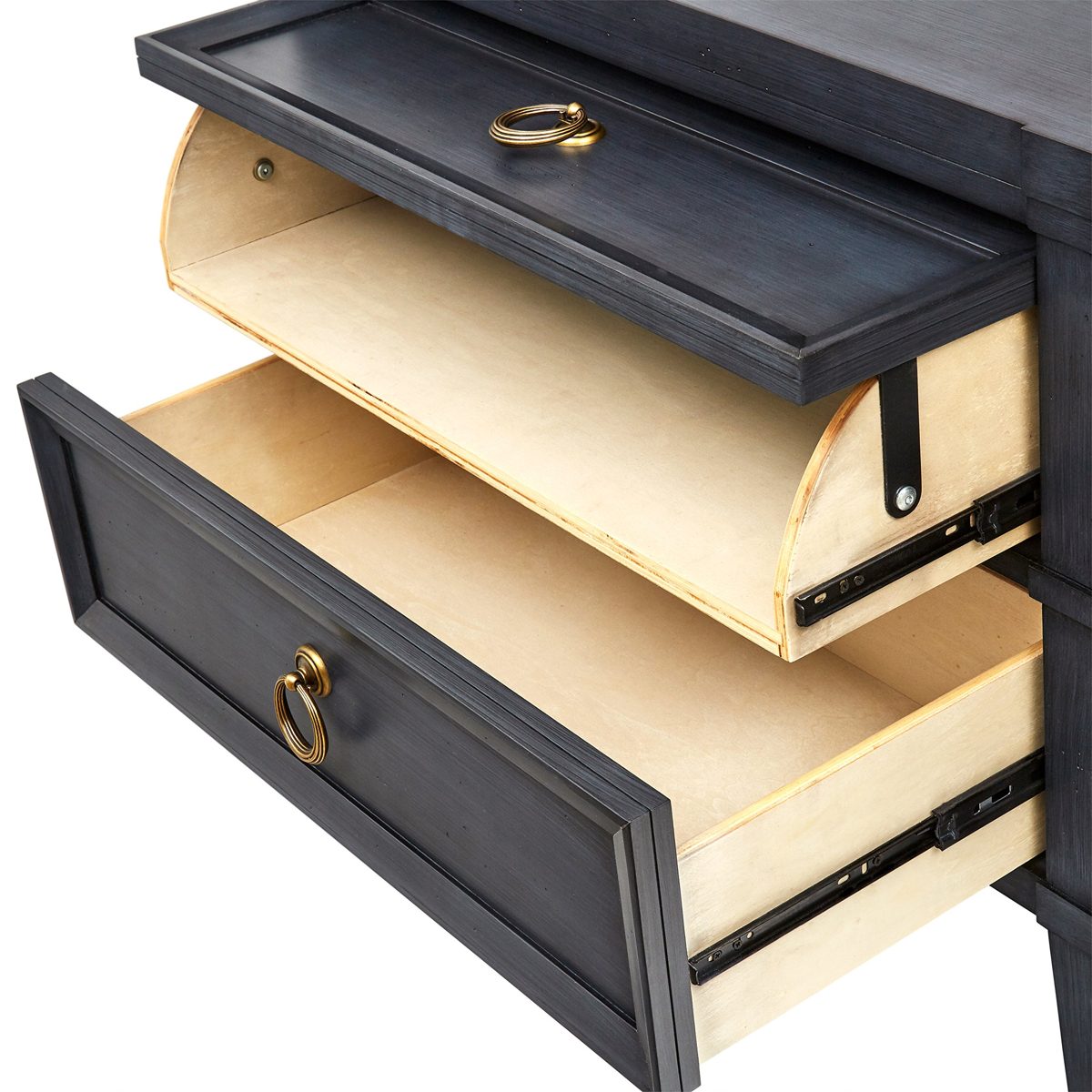 Amazon Brand – Stone & Beam Alan Casual Wood Media TV Console Table, 62"W, Washed Navy and Gold