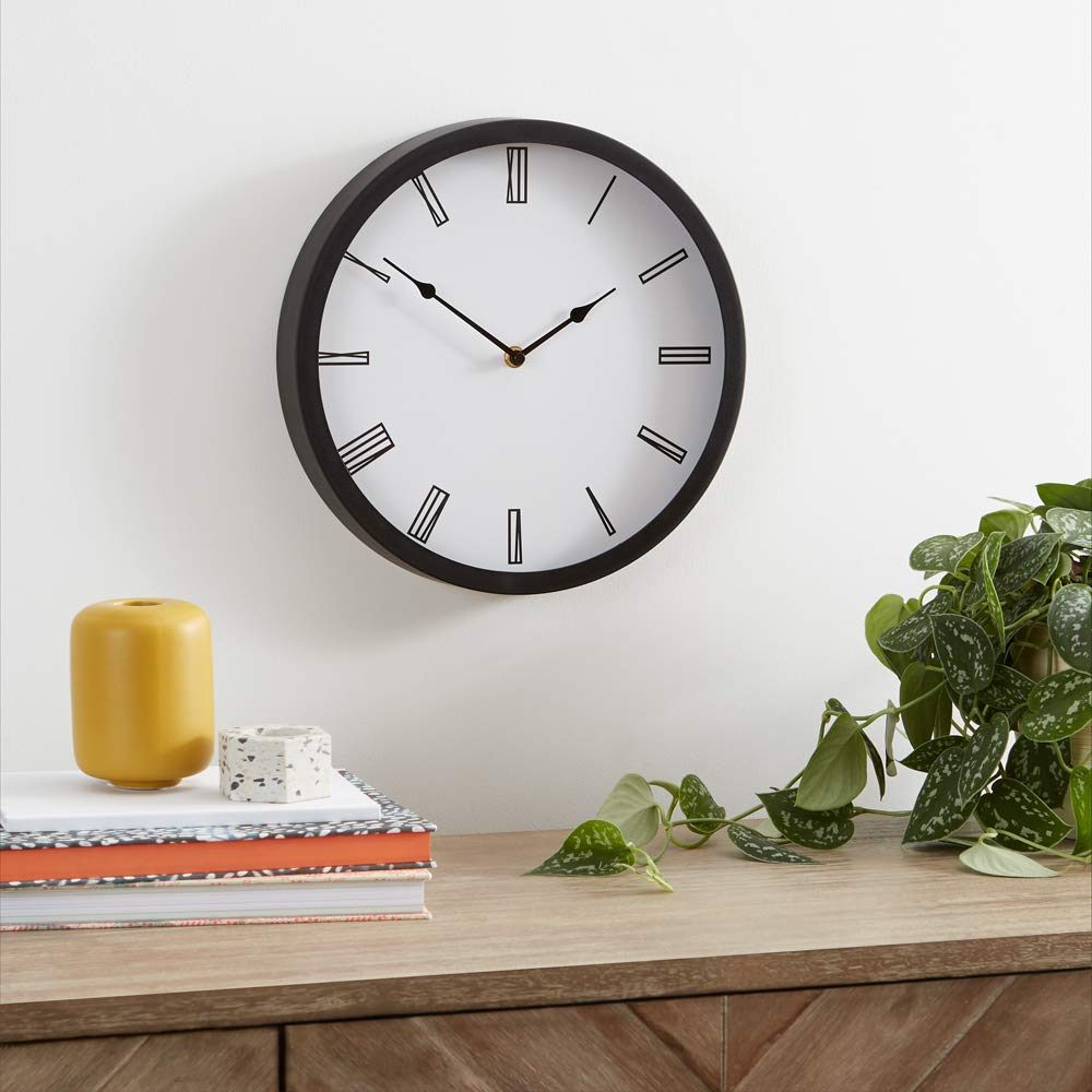 AmazonBasics 12" Roman Wall Clock, Black