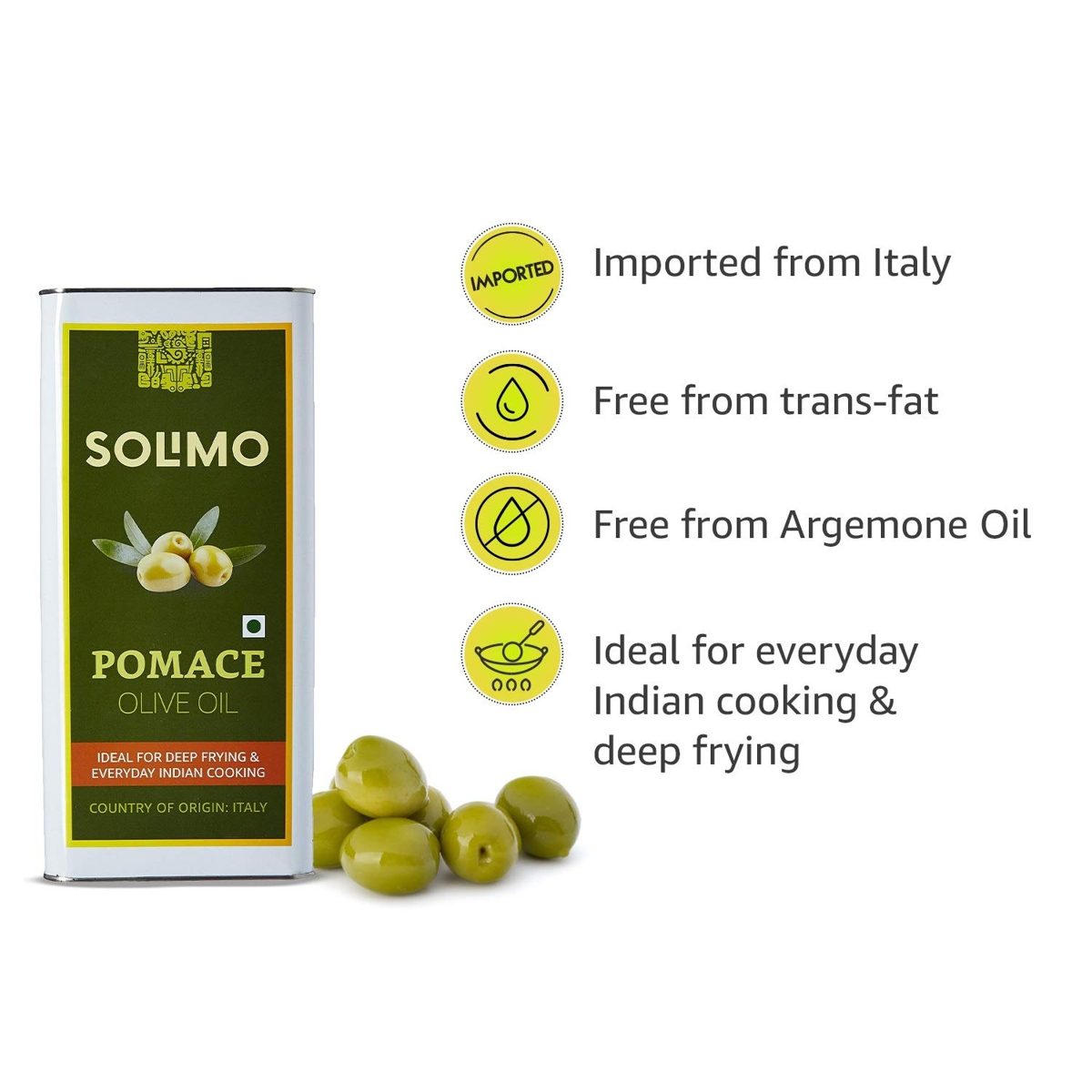 Amazon Brand - Solimo Pomace Olive Oil, 5l