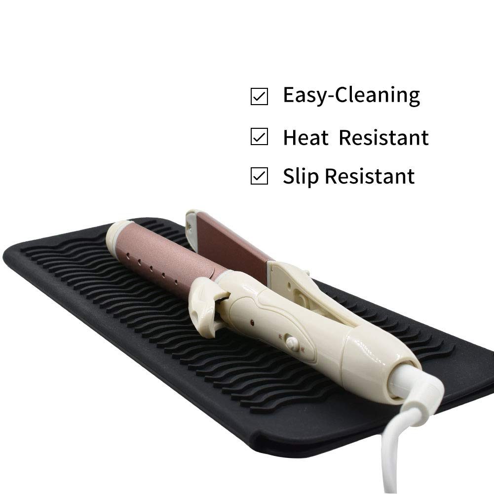 Eono Essentials Silicone Heat Resistant Mat for Hair Curling Iron, Portable Pouch for Flat Iron Hot Hair Tools