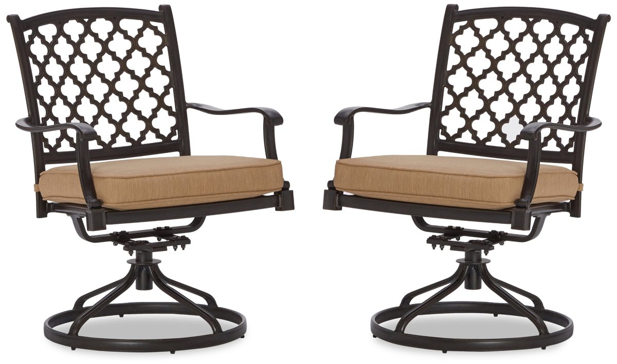 Strathwood Whidbey Cast-Aluminum Swivel Dining Arm Chair, Set of 2