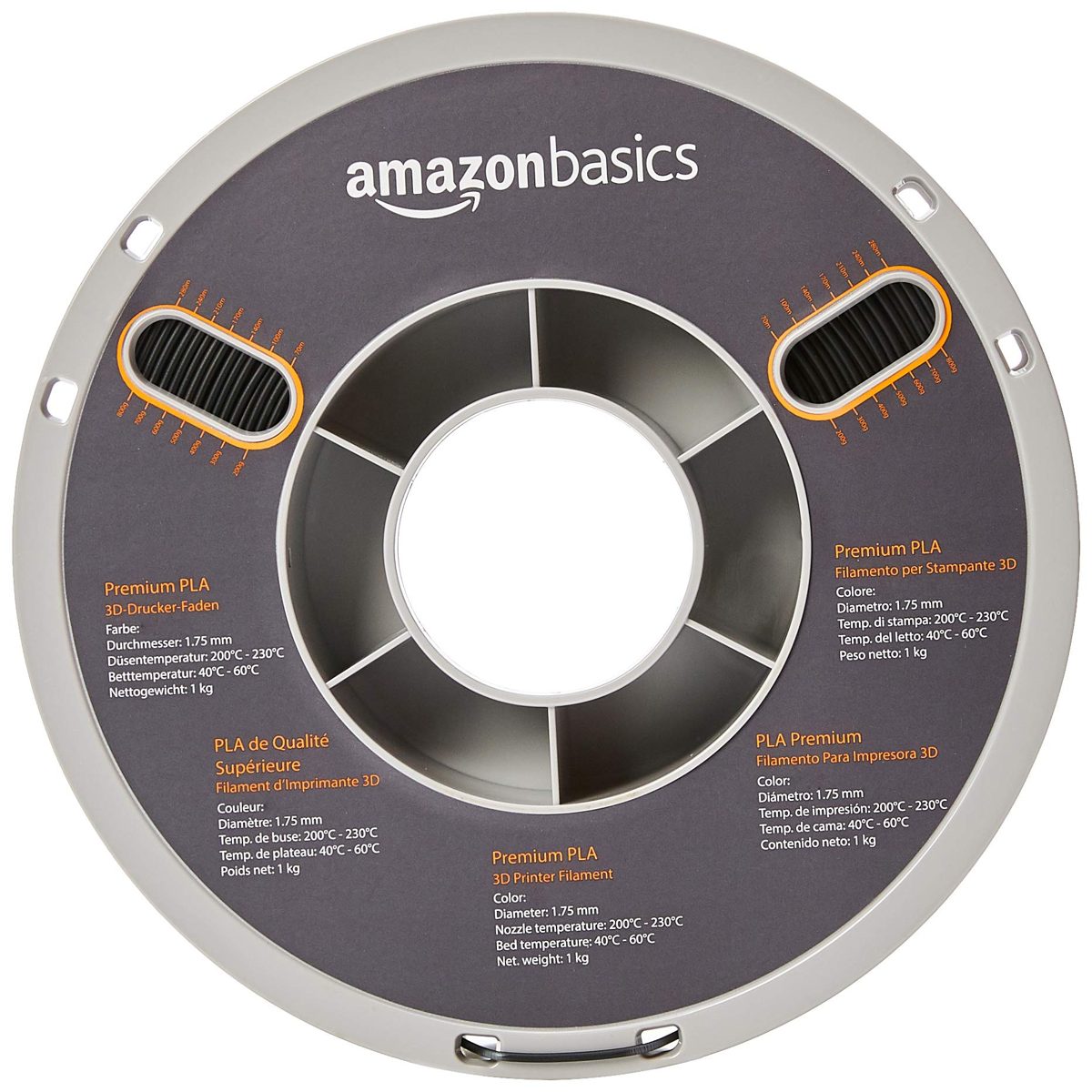 AmazonBasics Premium PLA 3D Printer Filament, 1.75mm, 5 Assorted Colors, 1 kg per Spool, 5 Spools