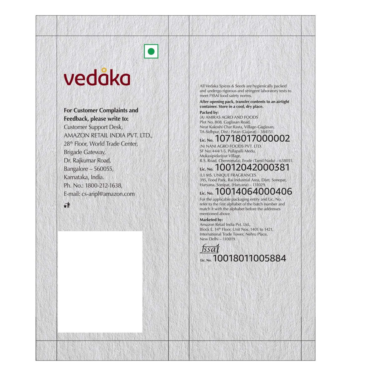 Amazon Brand - Vedaka Cumin (Jeera) Seed, 200g
