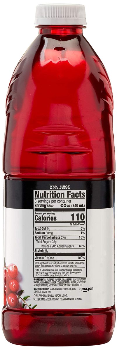 Amazon Brand - Happy Belly Cranberry Juice from Concentrate, 64 Ounce
