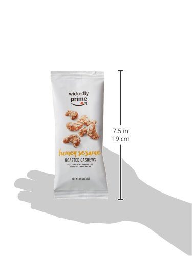 Wickedly Prime Roasted Cashews, Honey Sesame, Snack Pack, 1.5 Ounce (Pack of 15)