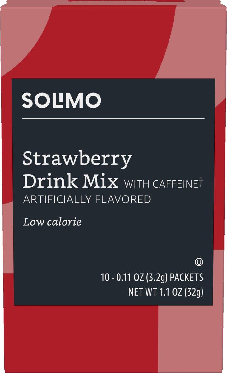 Amazon Brand - Solimo Strawberry Drink Mix Singles ,10 packets, 1.1 Ounce