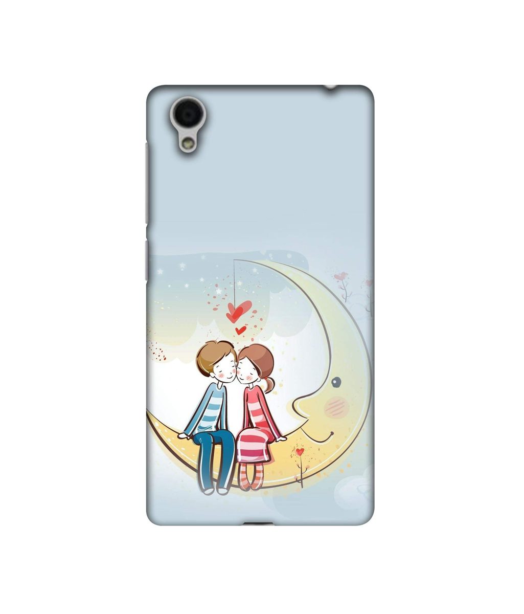Amazon Brand - Solimo Designer Couple Sitting On Moon 3D Printed Hard Back Case Mobile Cover for Vivo Y51L