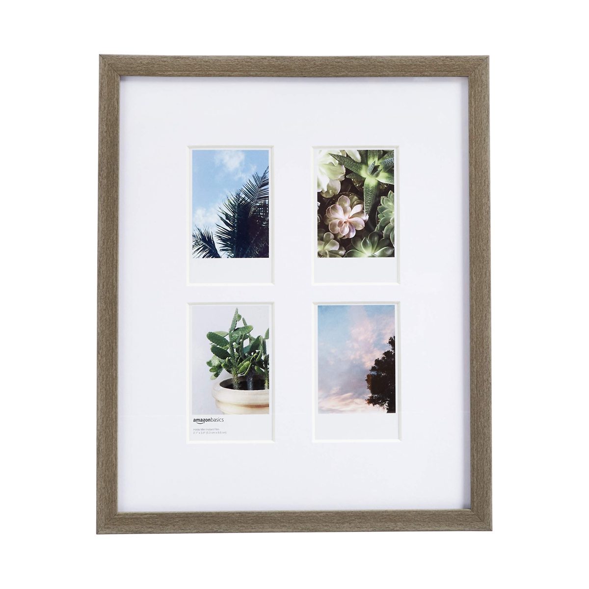 AmazonBasics Photo Frame for use with Instax - 4-Opening - 3.25"x2", Barnwood