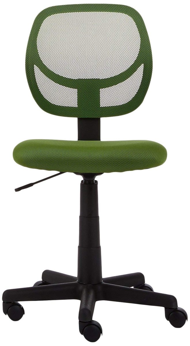 AmazonBasics Low-Back, Upholstered Mesh, Adjustable, Swivel Computer Office Desk Chair, Green