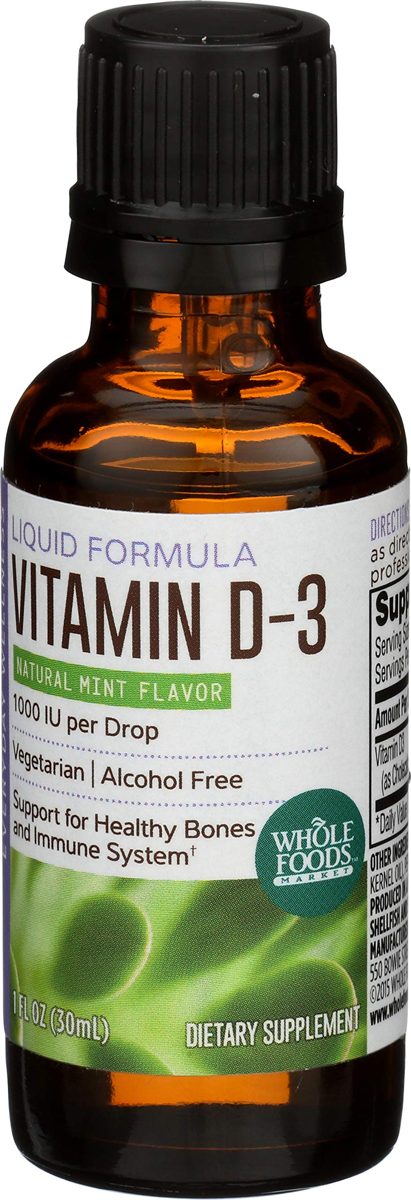 Whole Foods Market, Liquid Vitamin D-3, Mint Flavor, 1 oz