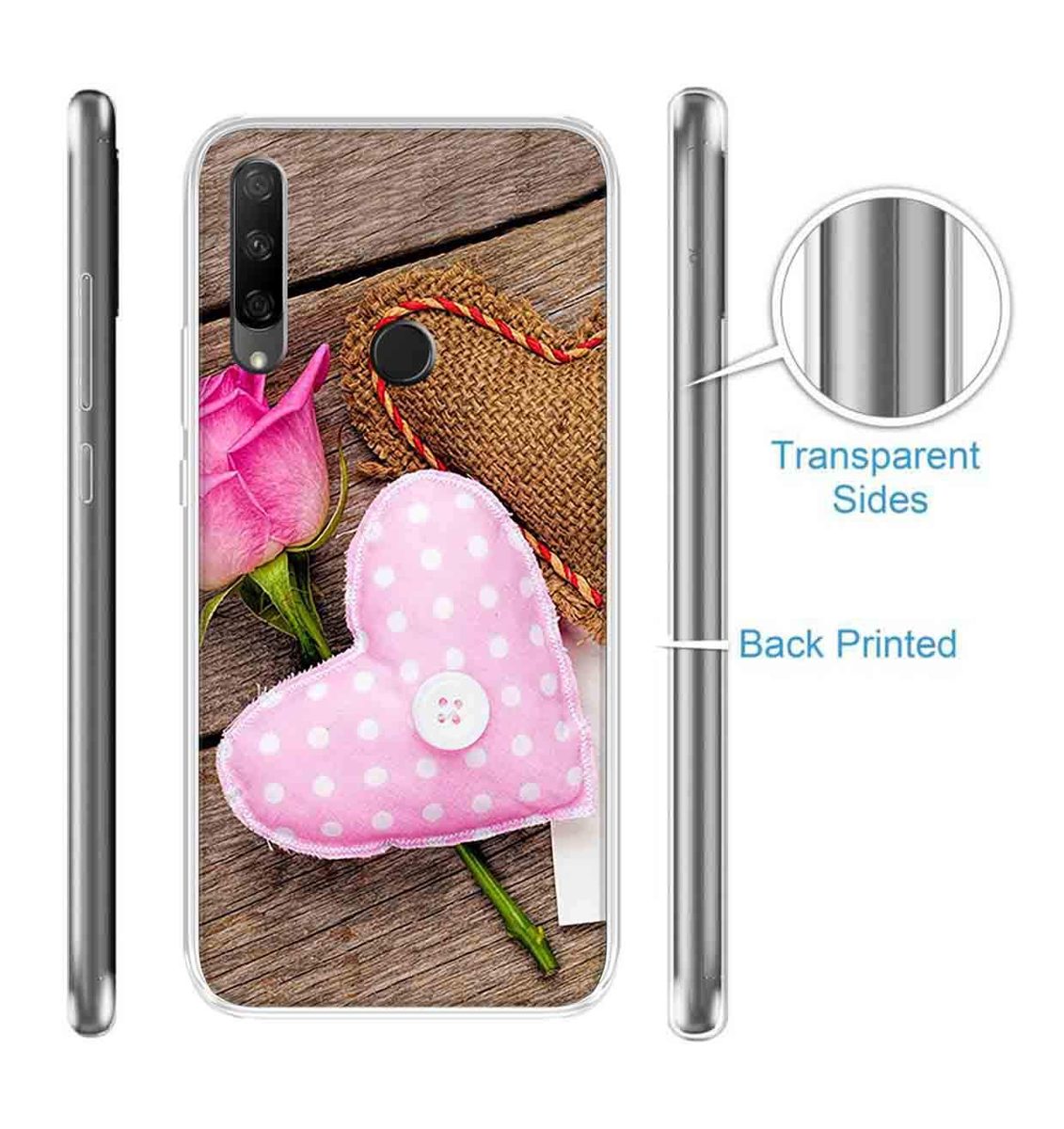 Amazon Brand - Solimo Designer Multicolor Pink Flower Heart Design Printed Soft Back Case Mobile Cover for Huawei Honor 9X