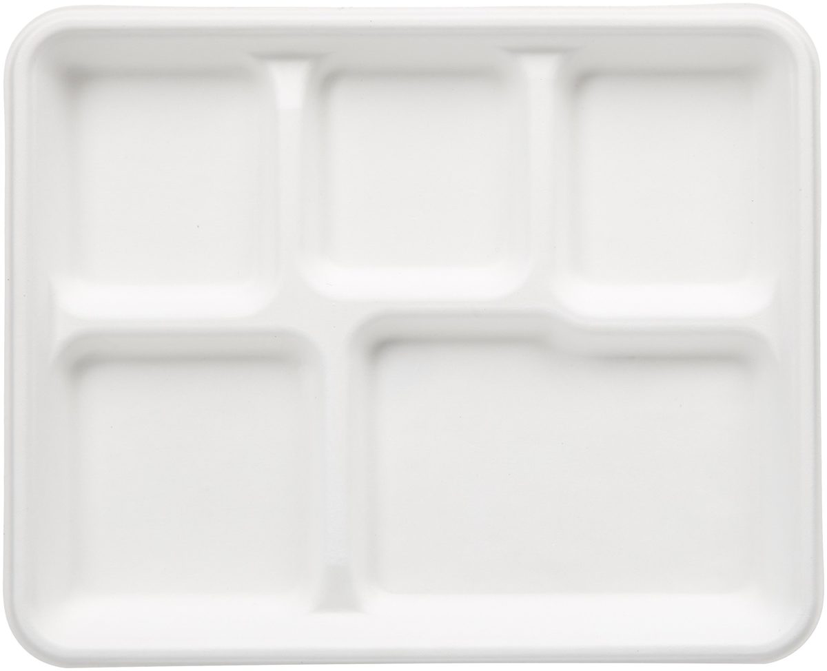 AmazonBasics Compostable 5-Compartment Food Trays, Pack of 125