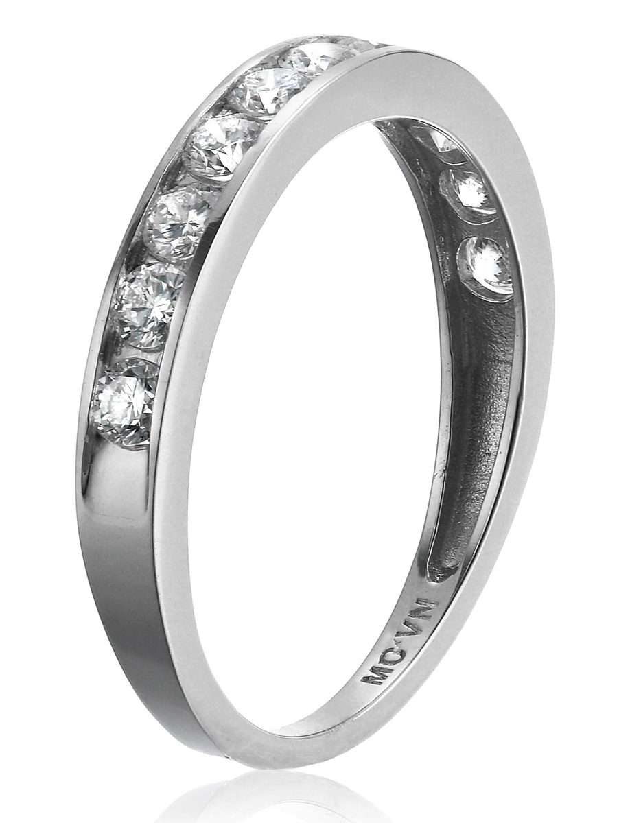 Lab Grown Diamond Channel Set Wedding Band in 14k White Gold (1/2 CT.TW., I-J Color, SI1-SI2 Clarity), Size 8