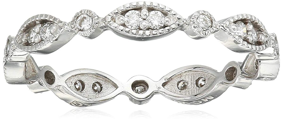 Lab Grown Diamond Fancy Wedding Band in 14k White Gold (1/4 CT.TW., I-J Color, SI1-SI2 Clarity), Size 5
