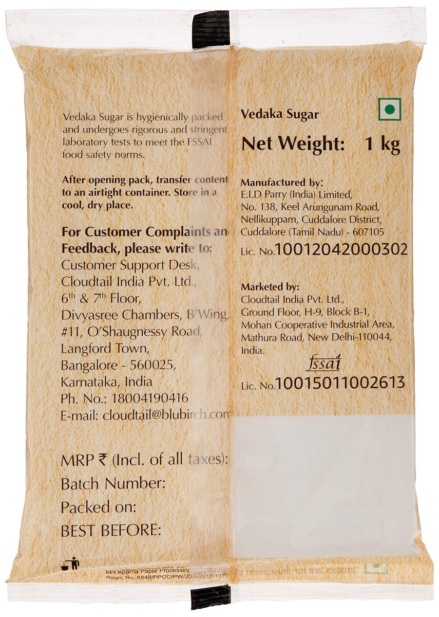 Amazon Brand - Vedaka Popular Sugar (Small Crystals), 1 kg