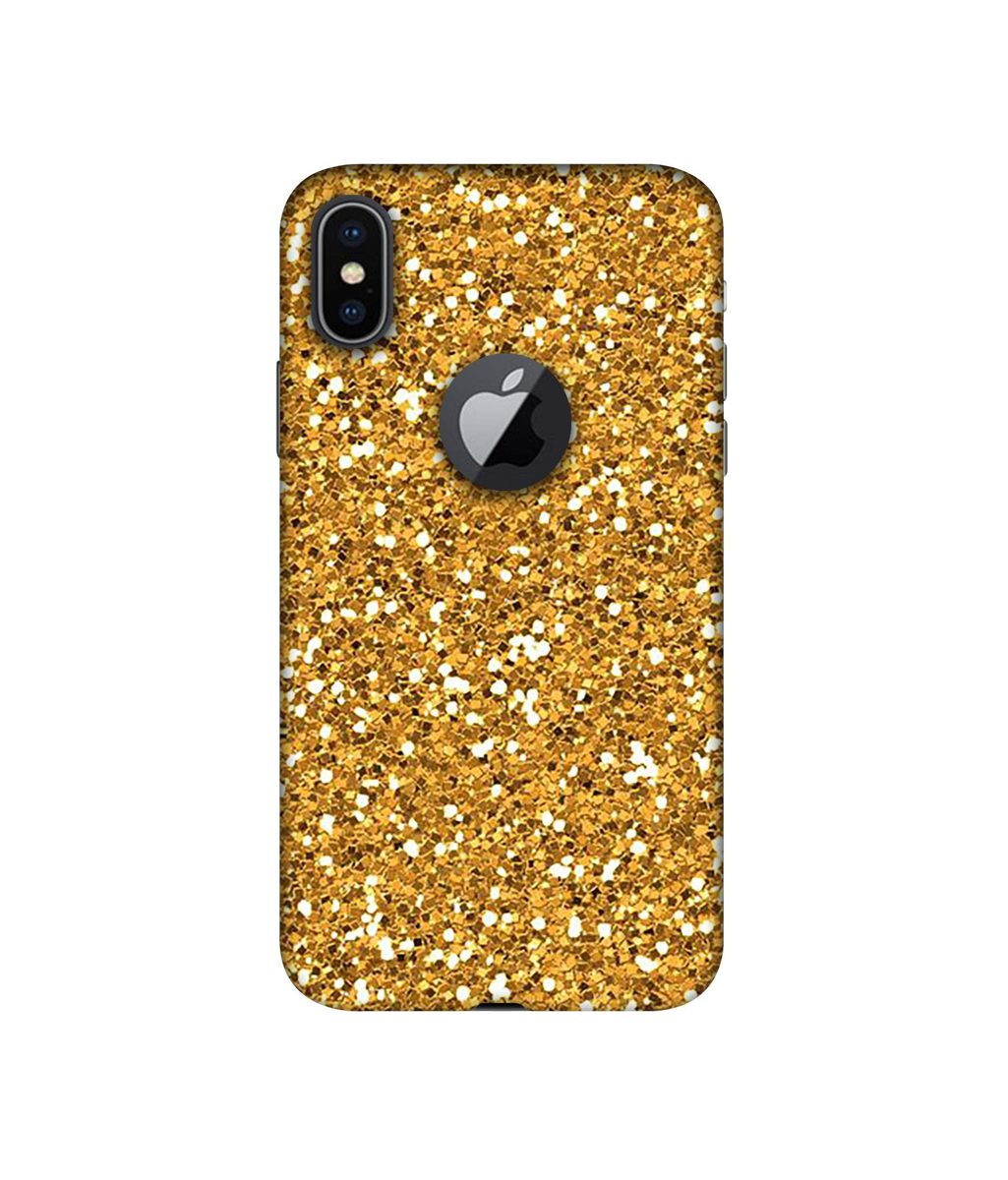 Amazon Brand - Solimo Designer Golden Sparkle 3D Printed Hard Back Case Mobile Cover for Apple iPhone X (Logo Cut)