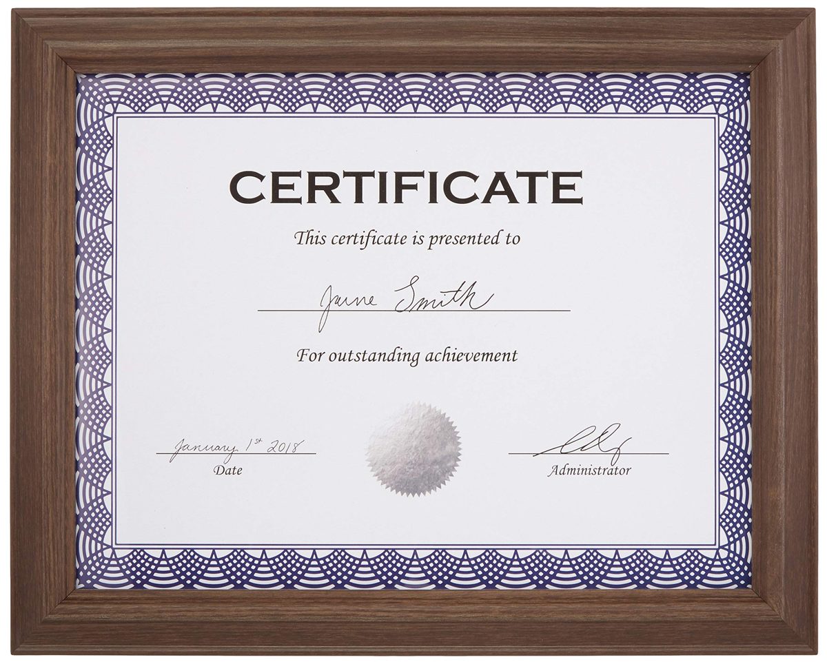 AmazonBasics Certificate Document Frame Without Mat, 8.5" x 11", Aged Walnut, 3-Pack