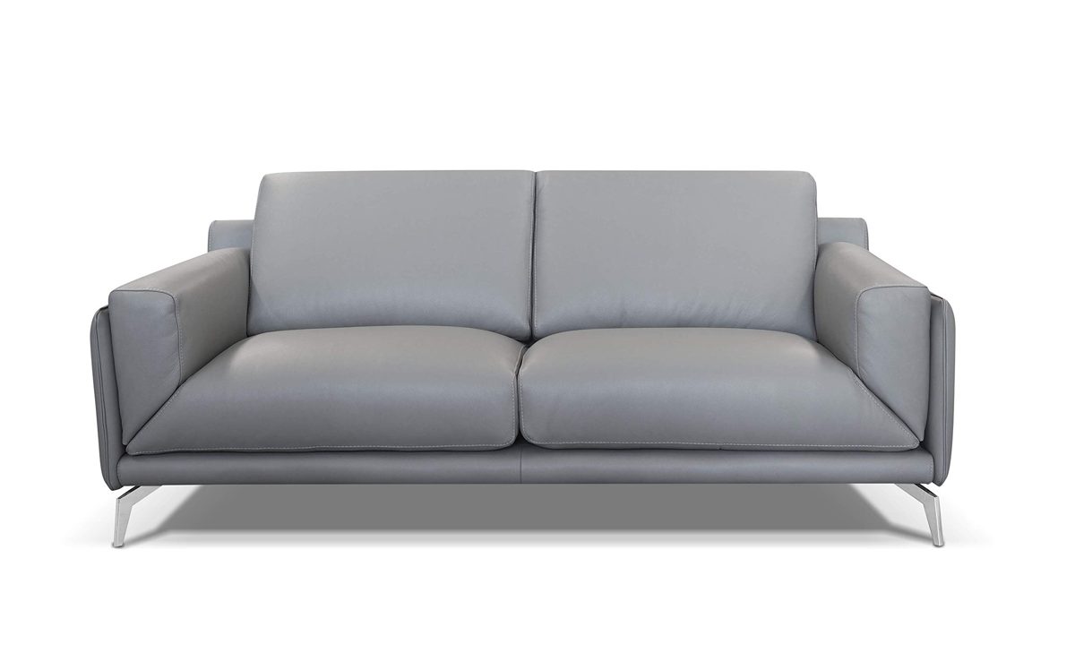 Amazon Brand - Alkove Porto Hand-Crafted Leather Sofa, 3 Seater, 97 x 210 x 90cm, Light Grey