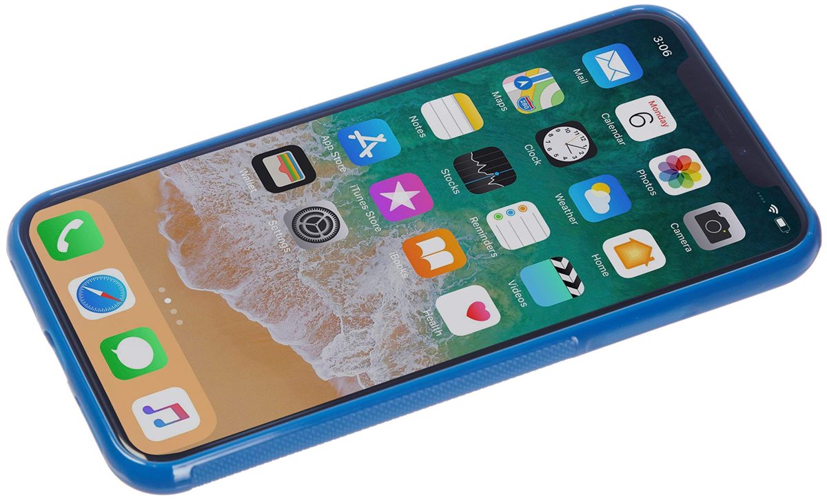 AmazonBasics iPhone X Textured Protective Case, Blue (Renewed)