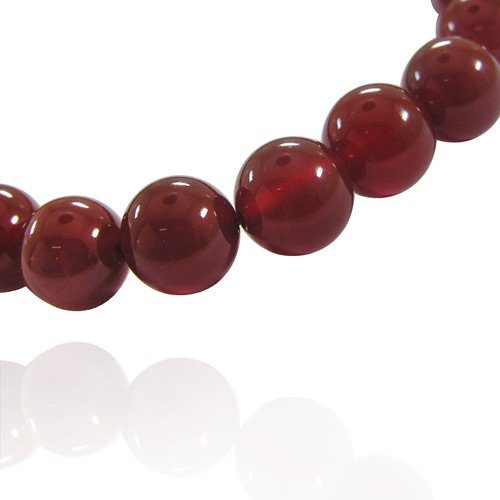 12mm Round Red Agate Bead Bracelet, 8"