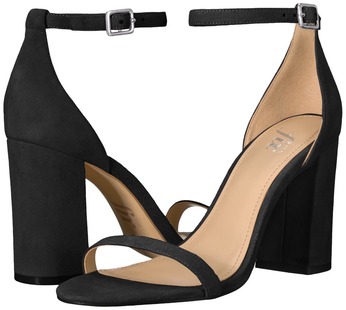 Amazon Brand - The Fix Women's Gracie Block Heel Strappy Sandal Heeled, Black Suede, 6.5 B US