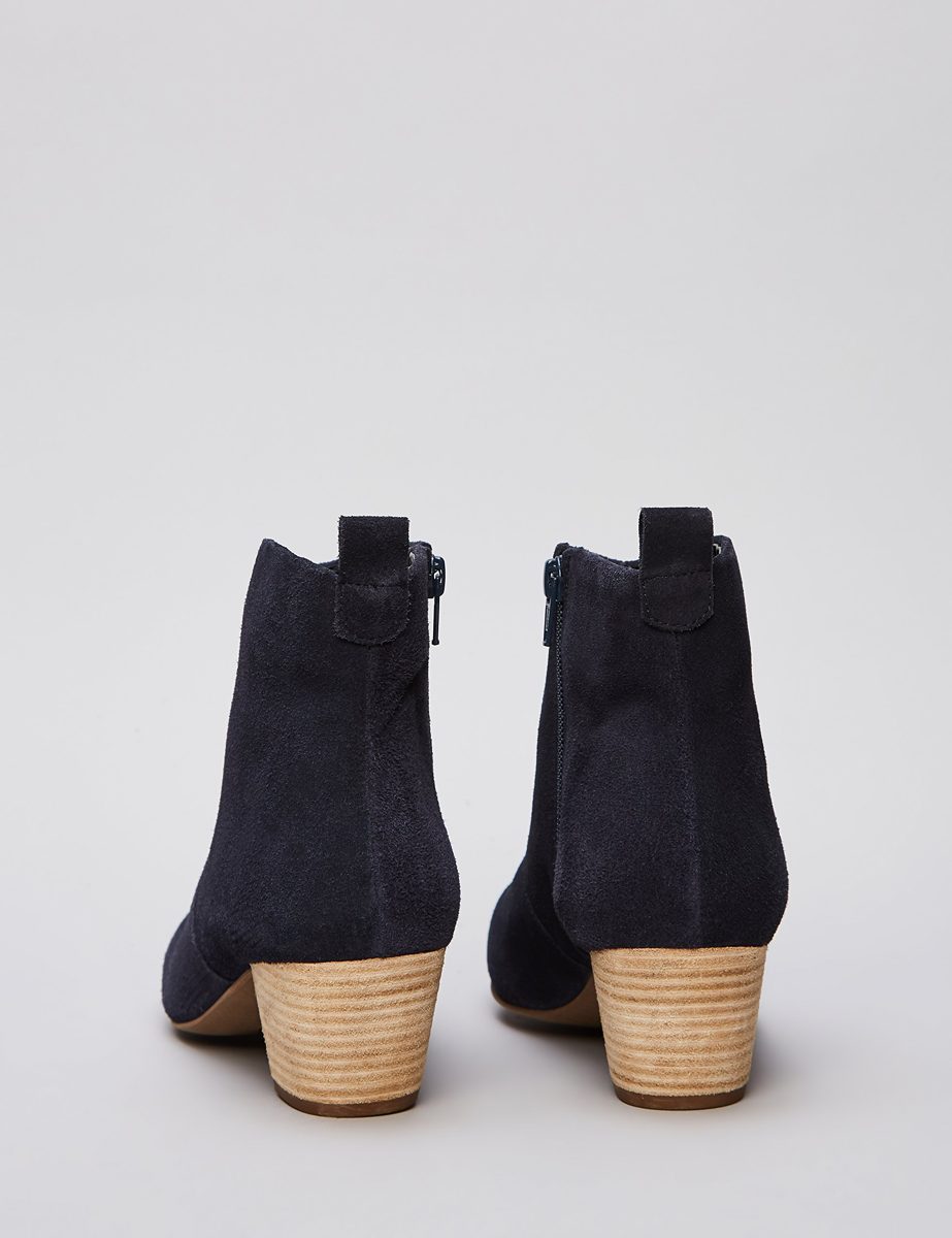 Amazon Brand - find. Leather Western Ankle Boot, Blue (Navy), US 8.5