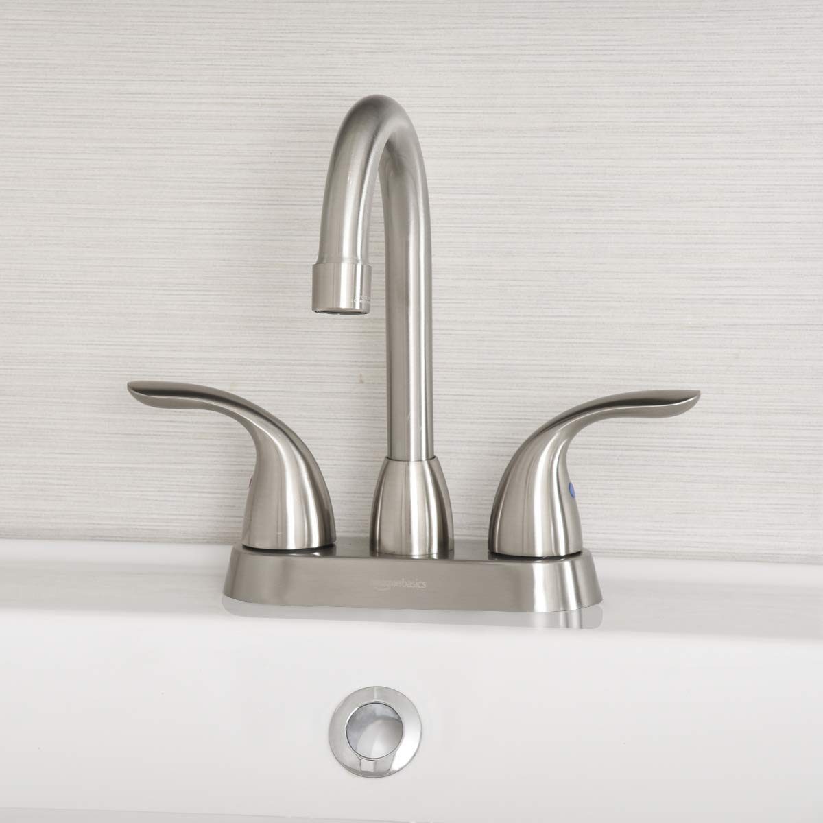 AmazonBasics AB-BF608-SN Basin Faucet-4-Inch, Satin Nickel
