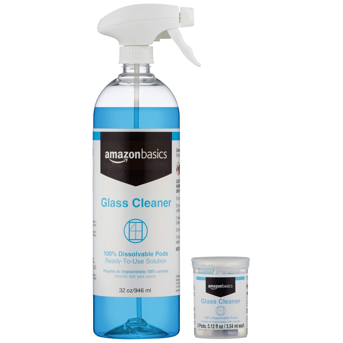 AmazonBasics Dissolvable Glass Cleaner Kit with 3 Refill Pacs